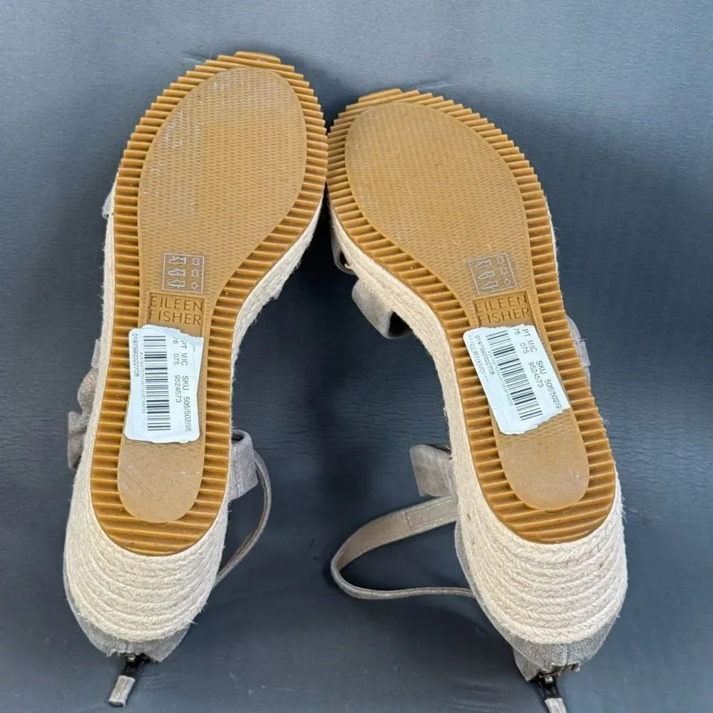 Eileen Fisher Espidrilles Sandals Island Platinum Metallic shoes women’s size 8